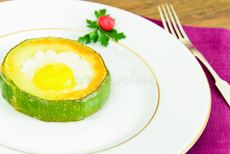Dietary Breakfast Scrambled Eggs with Zucchini Stock Image Image of