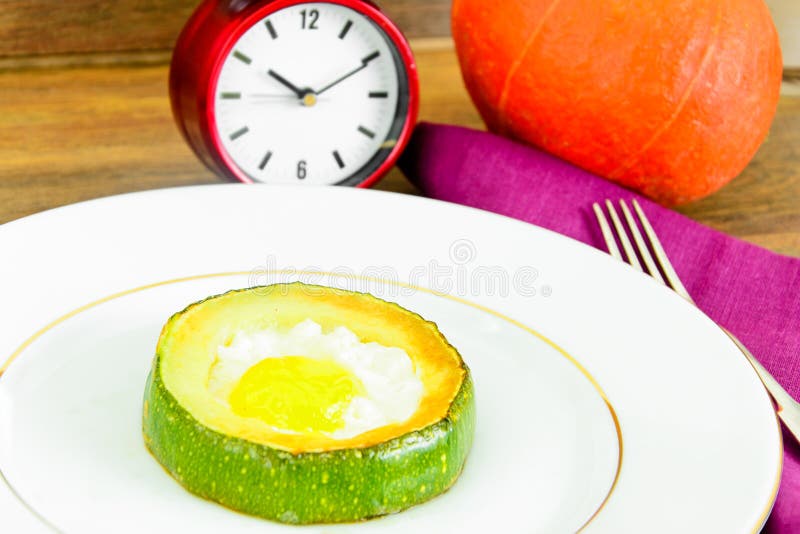 Dietary Breakfast Scrambled Eggs with Zucchini Stock Image Image of