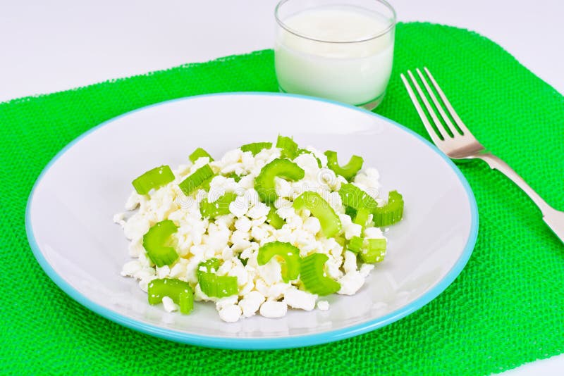 Dietary Dish of Granulated Cottage Cheese and Celery Stock Image Image of italian, sour 70493711