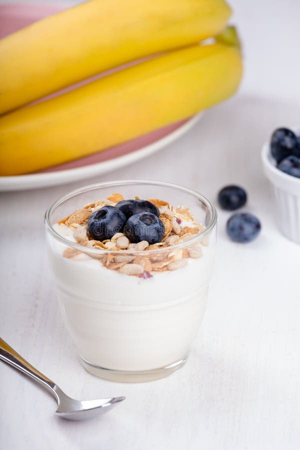 Dietetic Breakfast Fruits, Yoghurt and Muesli Stock Image Image of