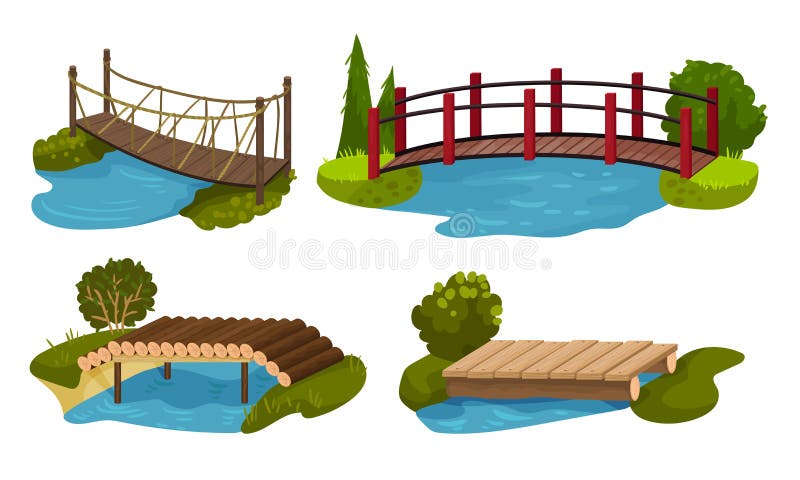 Diferentes Colecciones De Puentes, Madera, Dibujo Vectorial De Los Puentes  De Pie De Pista Ilustración del Vector - Ilustración de turismo, ciudad:  166354233