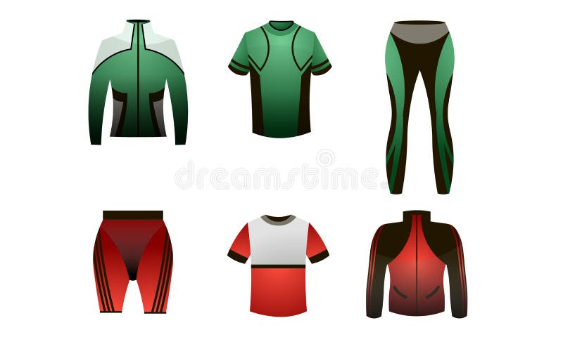Conjunto de vector de colección de ropa deportiva, ropa deportiva