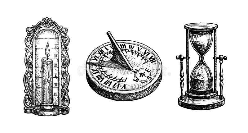 Diferentes Tipos De Relojes Antiguos. Ilustración del Vector - Ilustración  de objeto, retro: 184746895