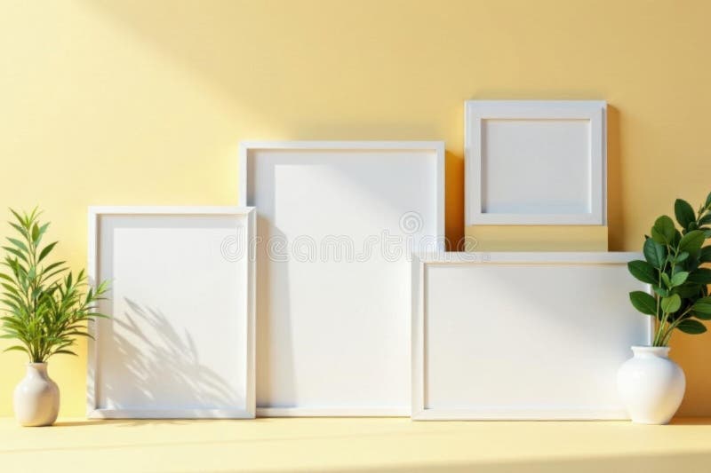 Diferite cadre albe de dimensiuni, pe un fundal strălucitor, afișează lumină curată vector illustration