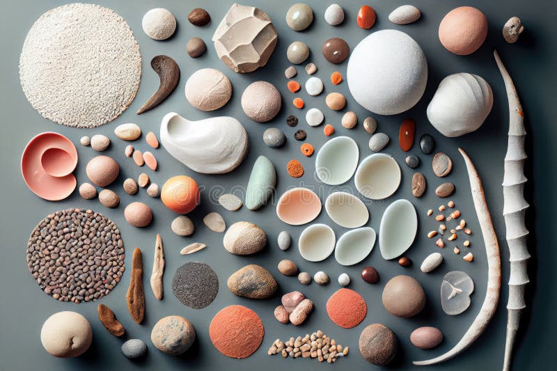 Diferite pietre de mare colorate stabilite. ai generativ. royalty free illustration