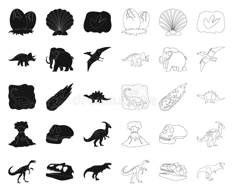 Diff?rents dinosaures noirs, ic?nes d'ensemble dans la collection r?gl?e pour la conception Web animal pr?historique d'actions de illustration libre de droits Diff?rents dinosaures noirs, ic?nes d'ensemble dans la collection r?gl?e pour la conception Web animal pr?historique d'actions de illustration libre de droits
