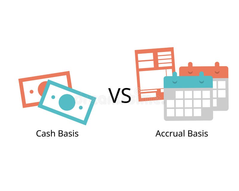 Difference between Cash Basis and Accrual Basis Accounting Stock Vector