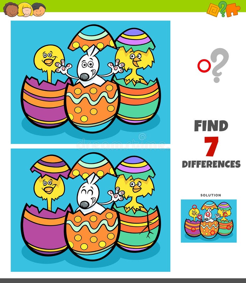 Easter differences task stock vector. Illustration of chick - 65669799