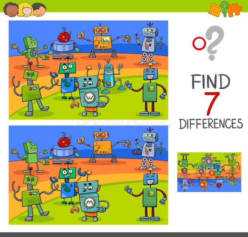 Differences Game with Farm Animal Characters Stock Vector ...