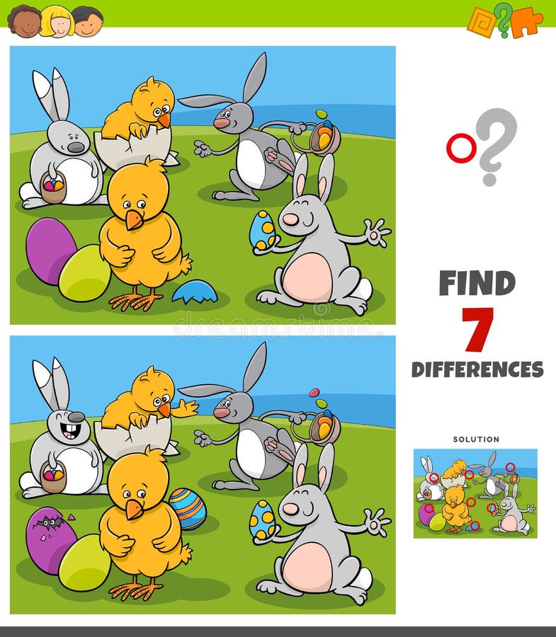Easter differences task stock vector. Illustration of chick - 65669799