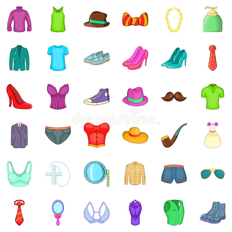 Different Accessories Icons Set, Cartoon Style Stock Vector ...