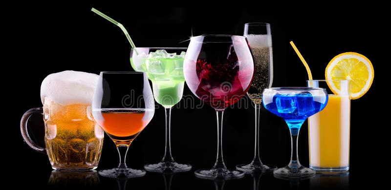 Different Alcohol Drinks Set Stock Image - Image of vermouth ...