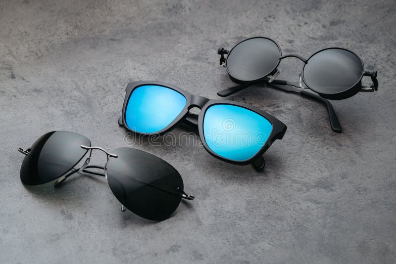 Different assortment of sunglasses in optical store