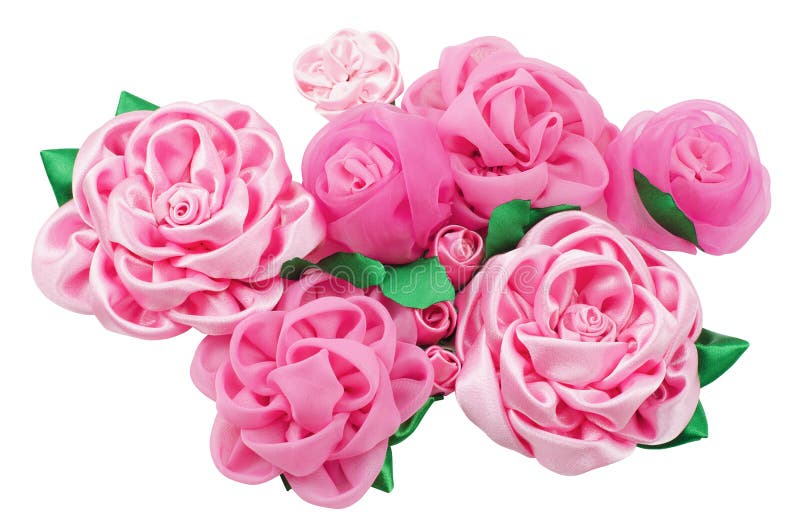 Different beautiful artificial flowers of handwork