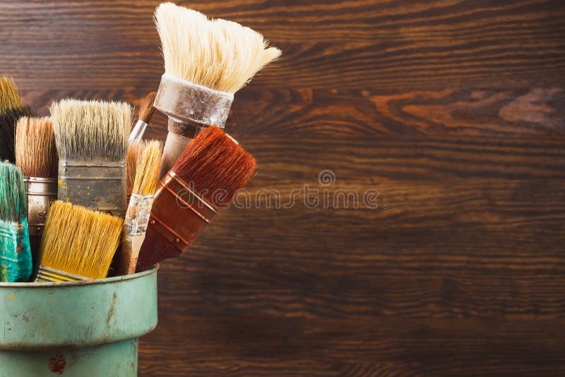 Different Brushes in the Bucket Stock Photo Image of bristles, repair 73360440