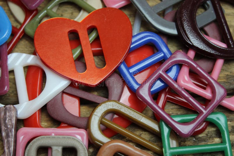 Different Buckles on the Board Stock Photo Image of clothing, wood