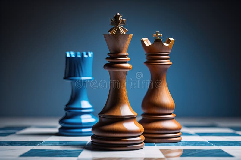 Diferite piese de șah pe fond de culoare solidă. ai generativ stock illustration