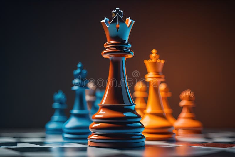 Diferite piese de șah pe fond de culoare solidă. ai generativ royalty free illustration