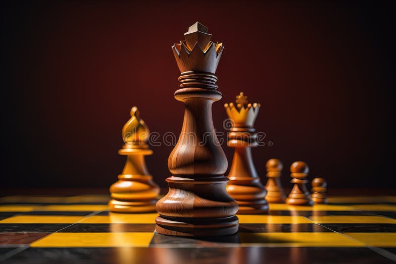 Diferite piese de șah pe fond de culoare solidă. ai generativ stock illustration