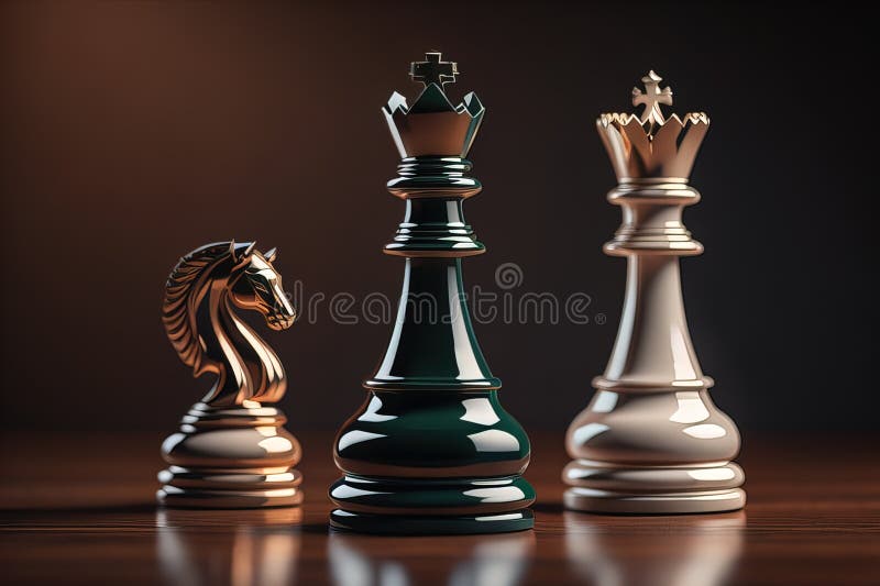 Diferite piese de șah pe fond de culoare solidă. ai generativ royalty free illustration