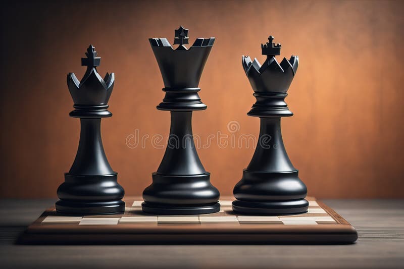 Diferite piese de șah pe fond de culoare solidă. ai generativ stock illustration