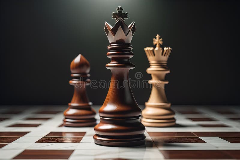 Diferite piese de șah pe fond de culoare solidă. ai generativ royalty free illustration