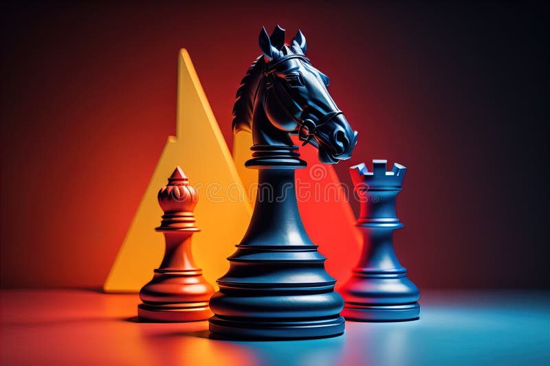 Diferite piese de șah pe fond de culoare solidă. ai generativ royalty free illustration