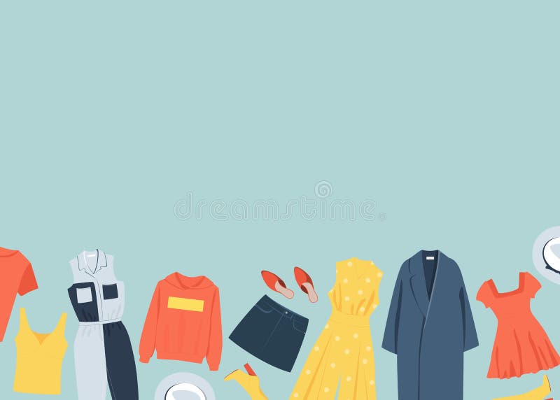 Different Clothes on a Green Background. Fashion Clothes Stock Illustration  - Illustration of charity, discount: 179450649