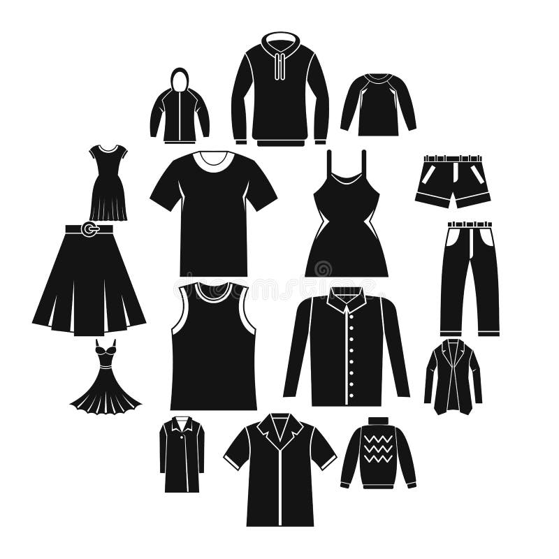 Different Clothes Icons Set, Simple Style Stock Vector - Illustration ...