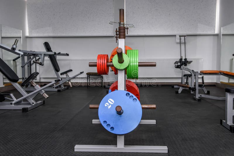 Different Colour Weights for Barbells in Gym Stock Photo Image of