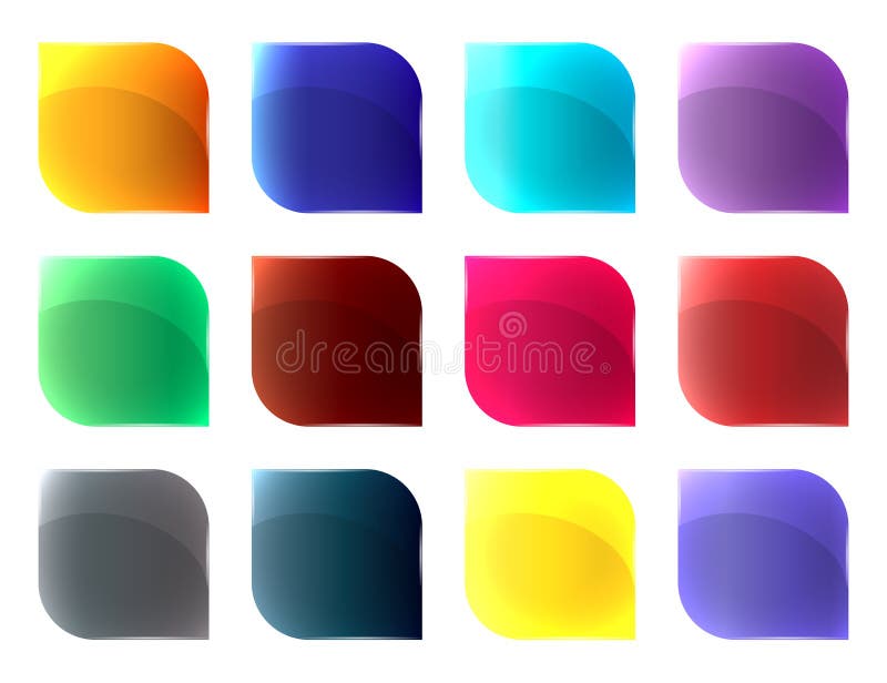 Different colours glass buttons set royalty free illustration