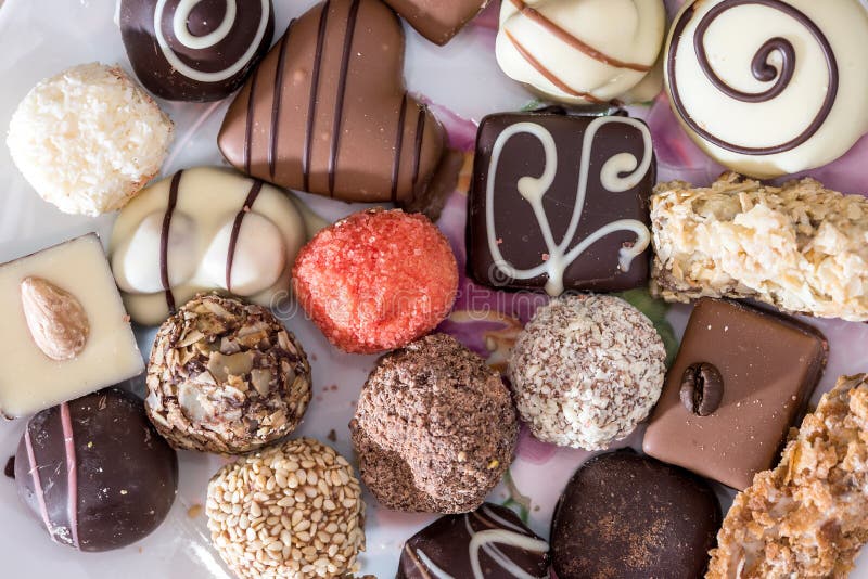 Different of Delicious Chocolate Candies, White, Dark, and Milk ...