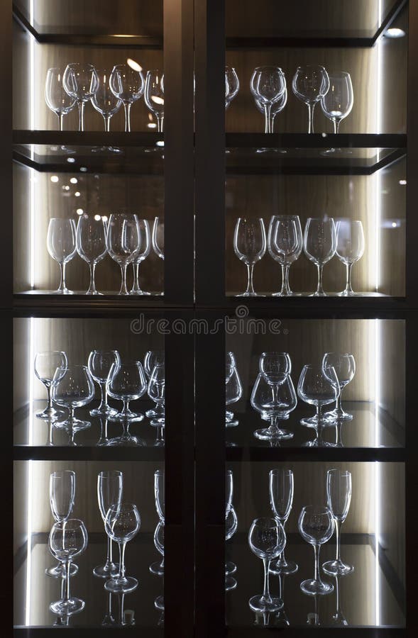 Different Drinking Glasses in the Cupboard Stock Image Image of interior, crowd 91237303