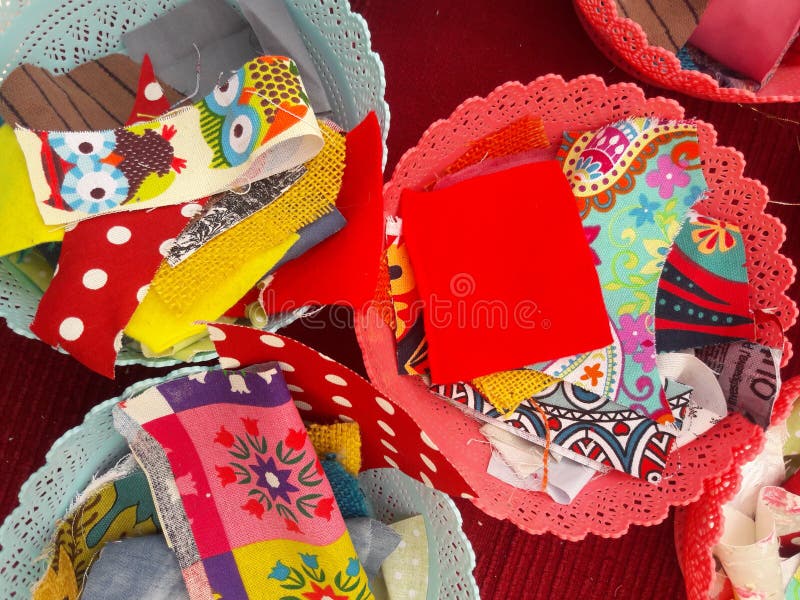 Fabrics in baskets royalty free stock images