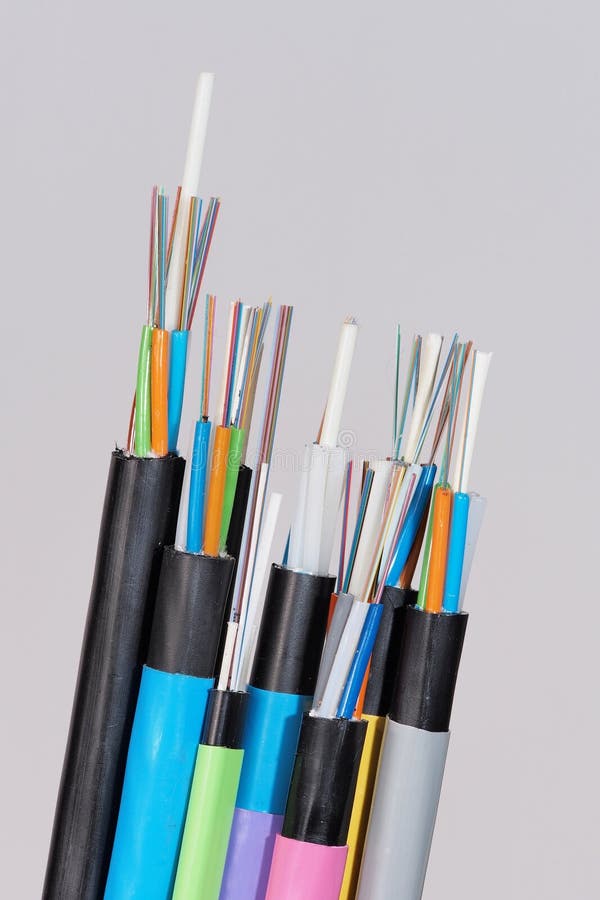 Different Fiber Optic Cable Ends With Stripped Jacket Layers And