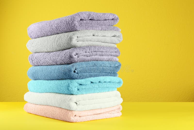 Different fresh soft terry towels stock photo
