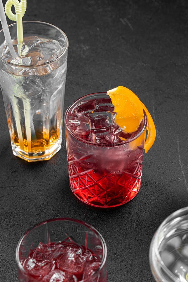 Different Glasses with Assorted Cocktails Stock Photo Image of