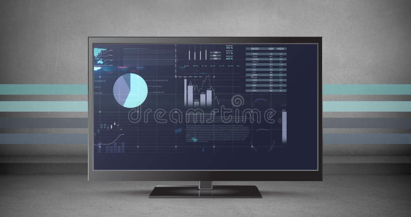 Different graphs in an LCD screen vector illustration
