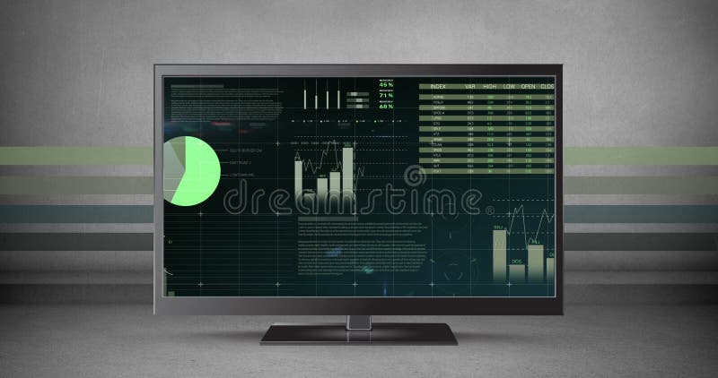 Different graphs in an LCD screen vector illustration