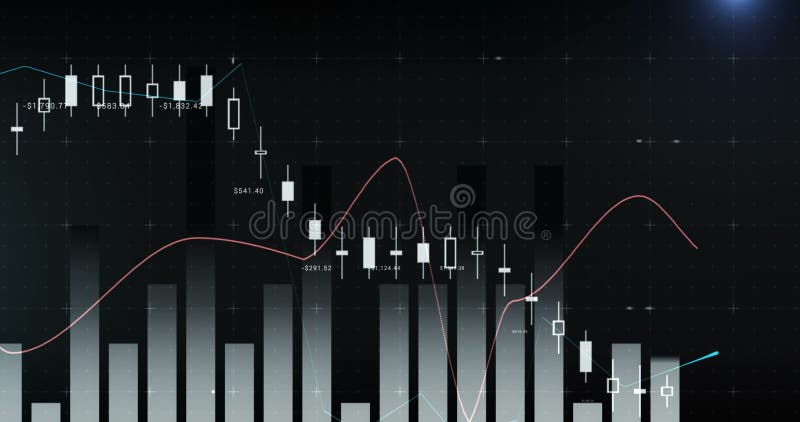 Different graphs moving in the screen 4k vector illustration