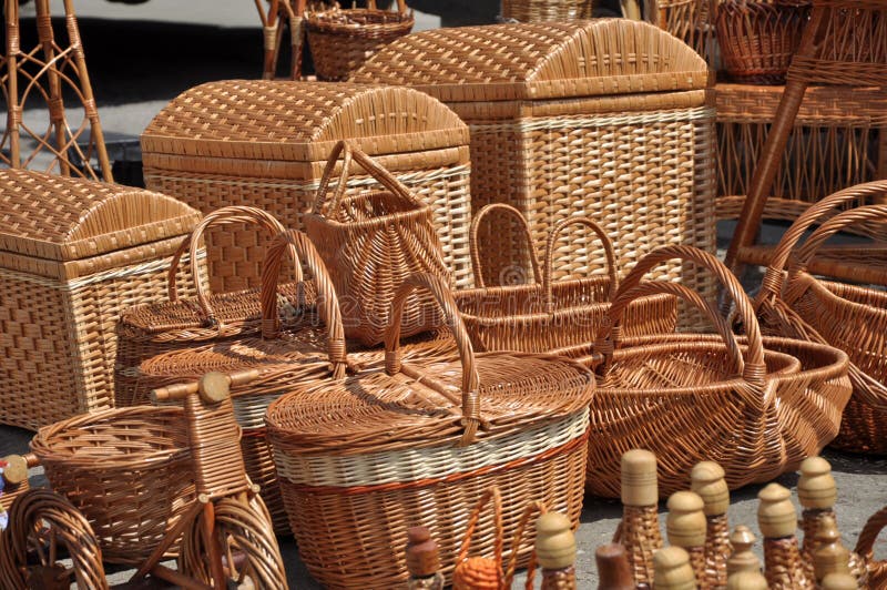 Wicker Products Made of Willow Stock Photo Image of ancient, rural