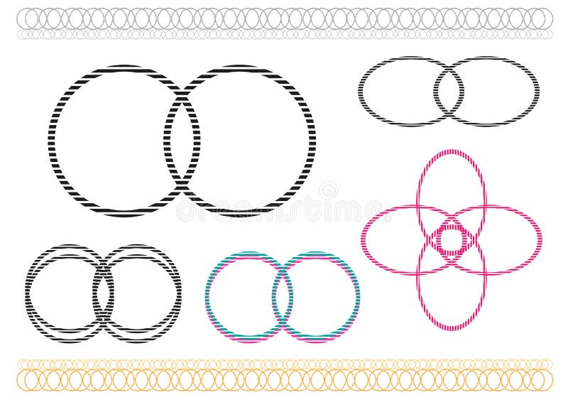 Different Icons Formed by Overlapping Circles. Editable Clip Art. Stock