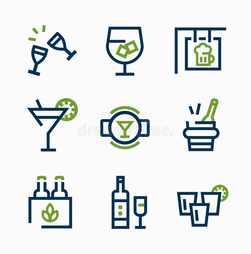 Different kind of drink icons vector icon set