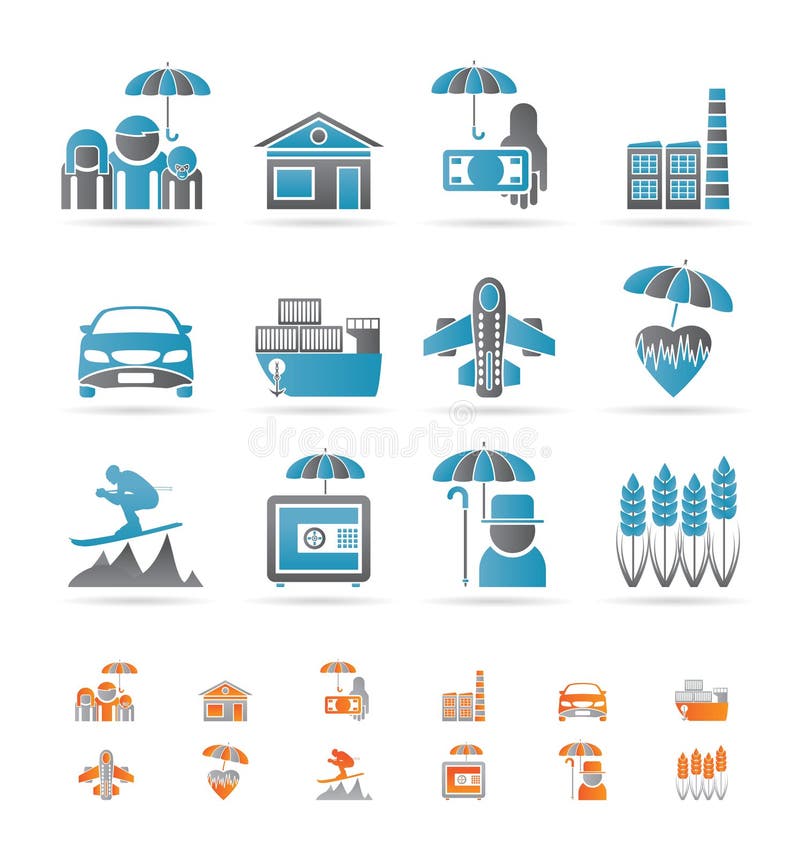 Different kind of insurance and risk icons