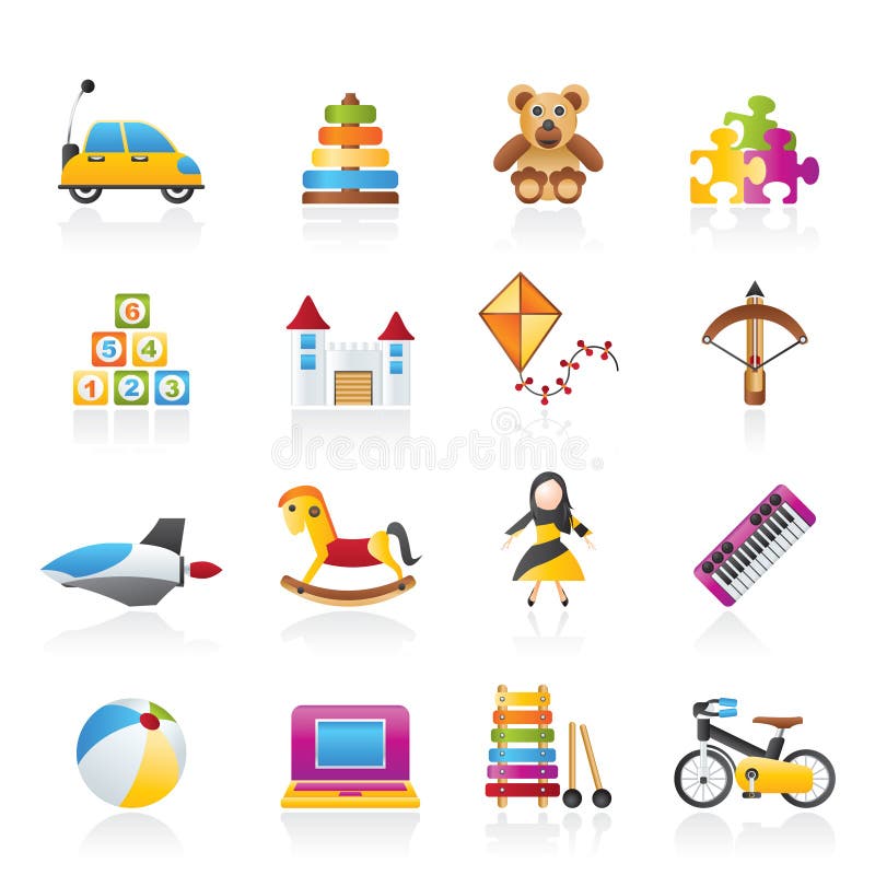 Different kind of toys icons