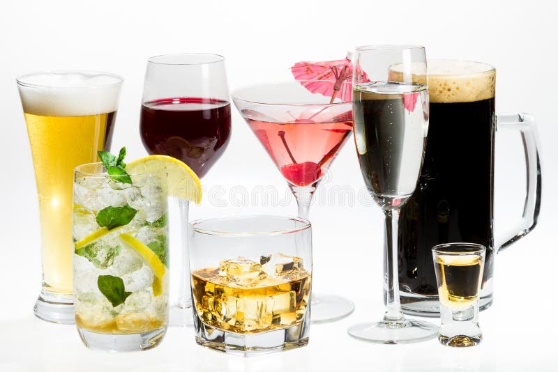 Different kinds of alcohol royalty free stock image