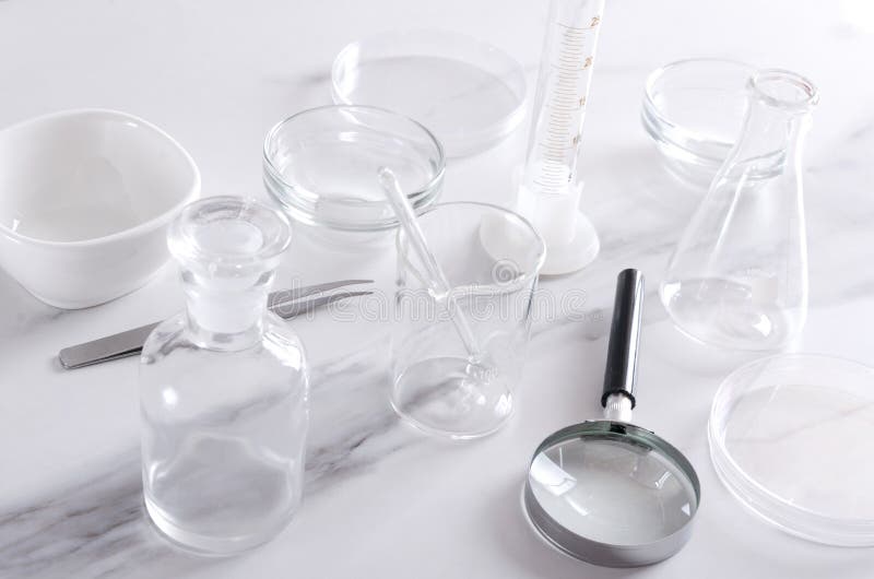 Different Kinds of Medical Glassware, Professional Equipments on the