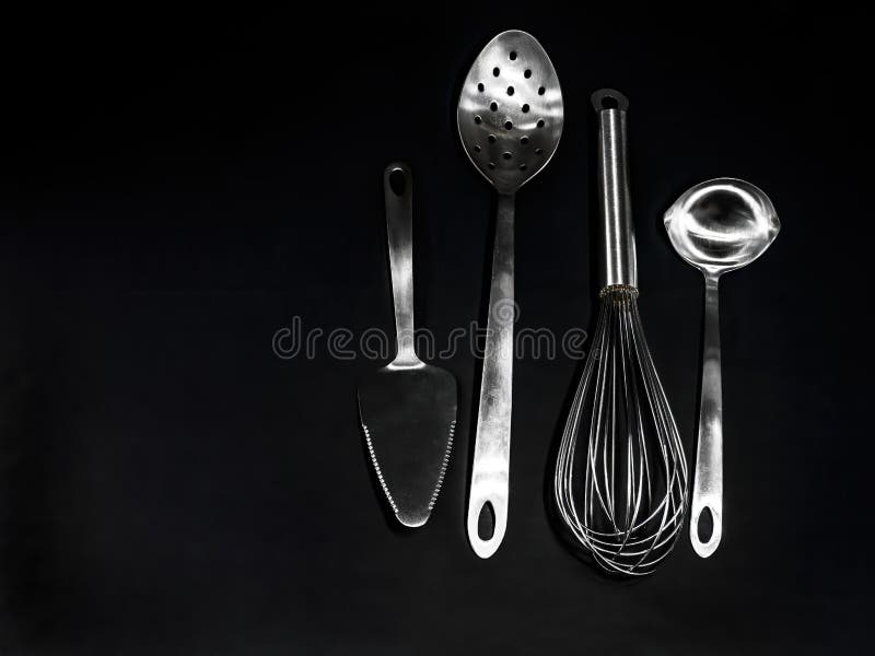 Black Kitchen Utensils on Black Stock Photo Image of black, kitchenware 176322056