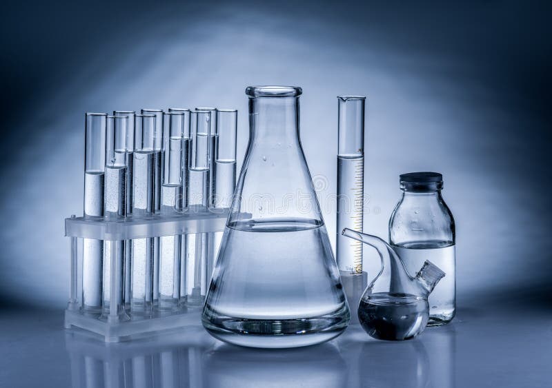 Different Laboratory Beakers and Glassware Stock Image - Image of ...