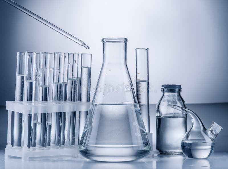 Different Laboratory Beakers and Glassware Stock Image - Image of ...